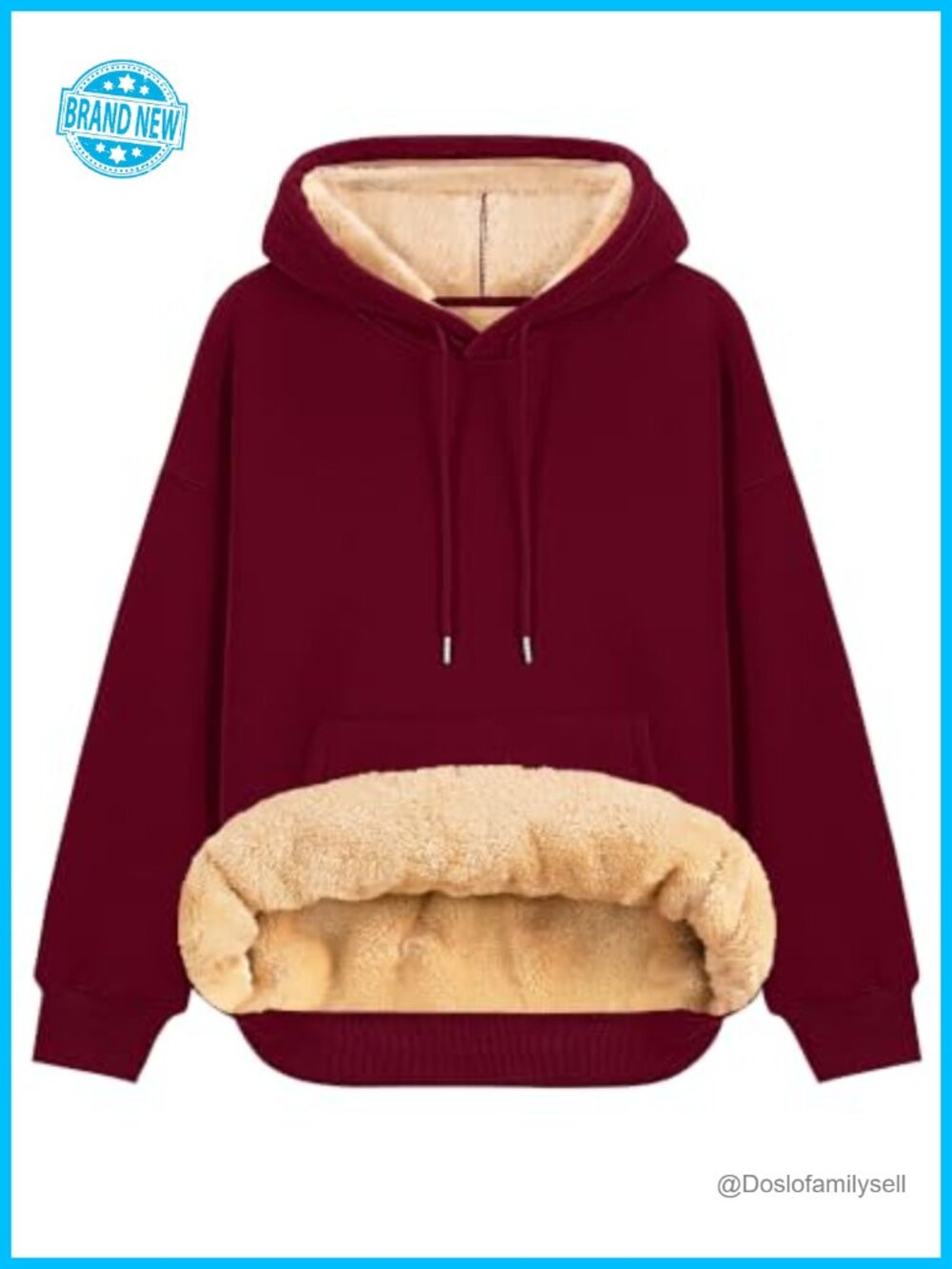 Sherpa Lined Fleece Hoodie Oversized Pullover Kangaroo Pocket Winter